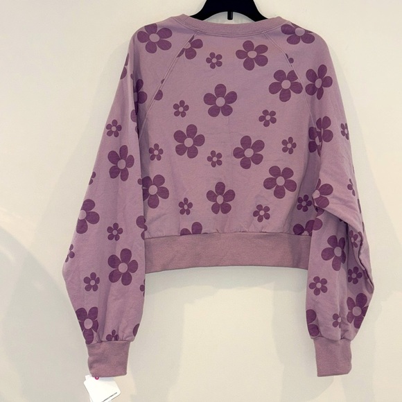 💜Rebellious One Lilac Flower Crop Light weight Sweatshirt Size S, Cotton Blend - Picture 5 of 6